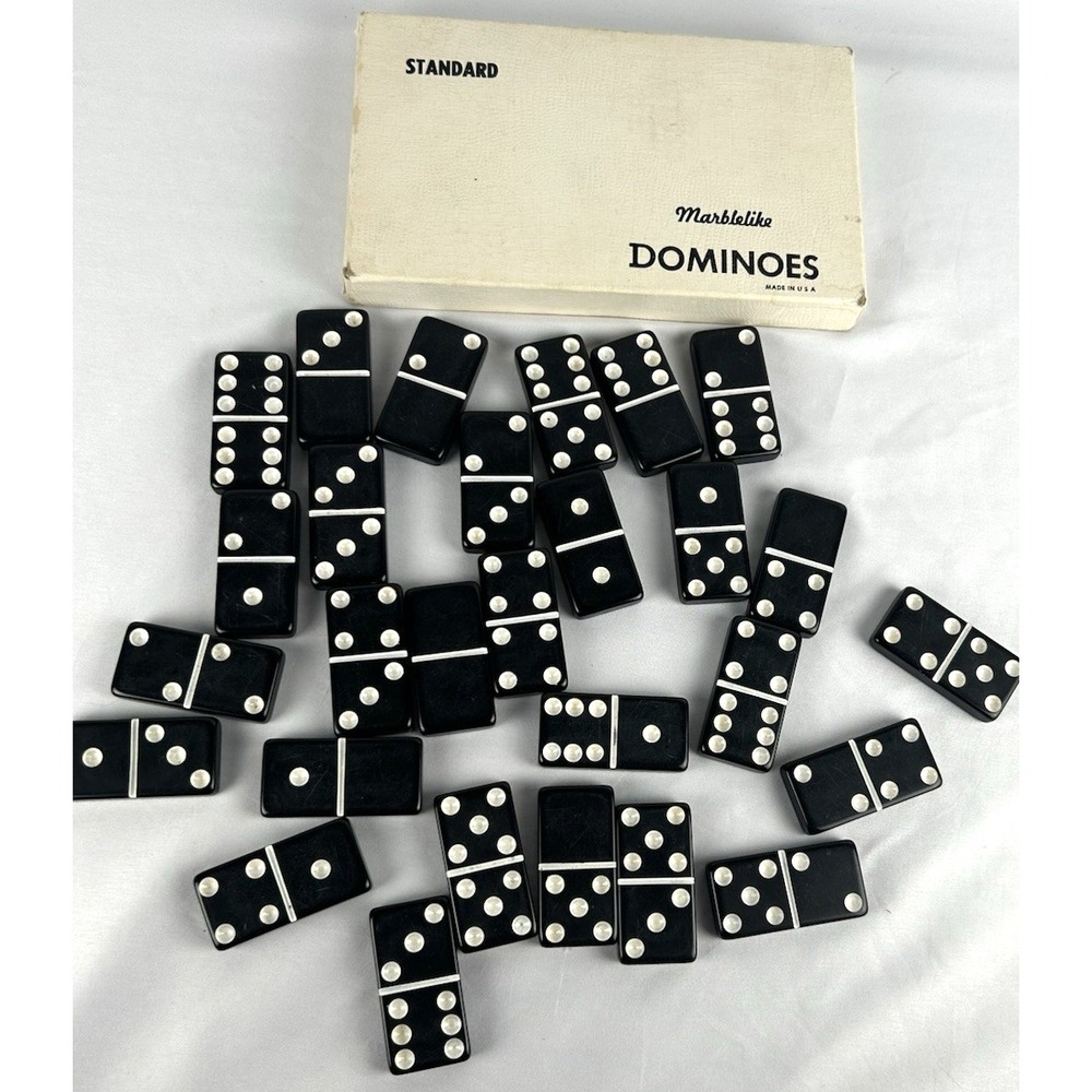 Vintage Dominoes Puremco Marblelike 616 Black Standard USA Waco Texas